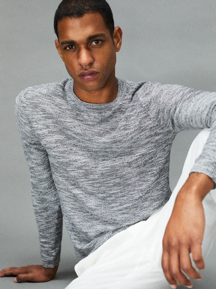 Marl sweater - men's crew neck sweaters - Light Gray | Sisley image number 7